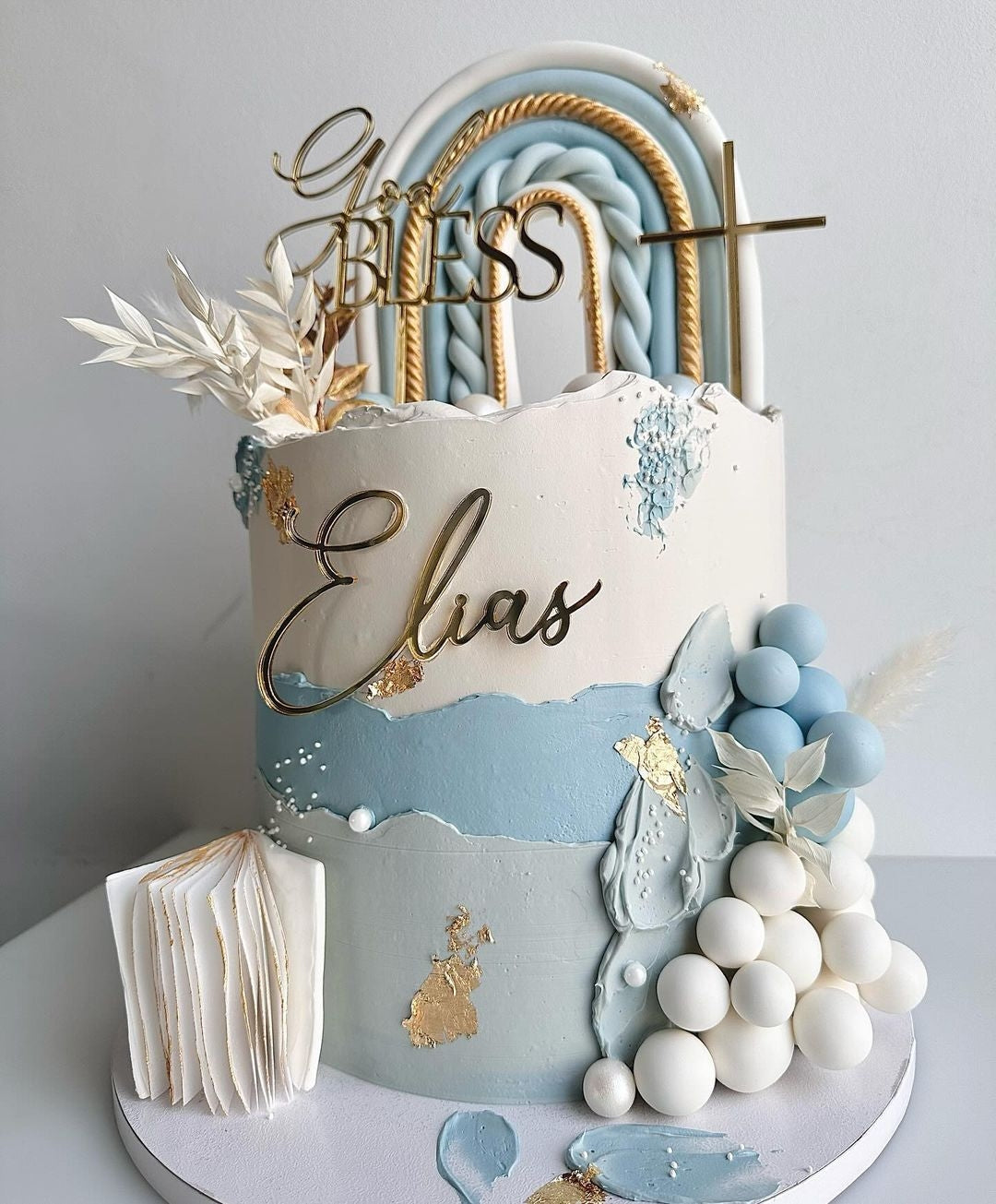 Set I God Bless mit Namen und Kreuz I Tauftorte