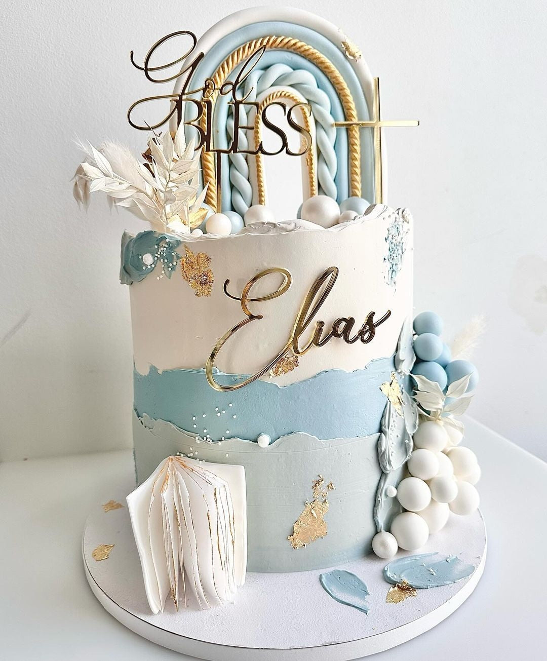 Set I God Bless mit Namen und Kreuz I Tauftorte