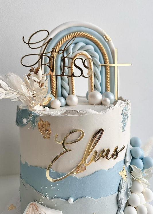 Set I God Bless mit Namen und Kreuz I Tauftorte