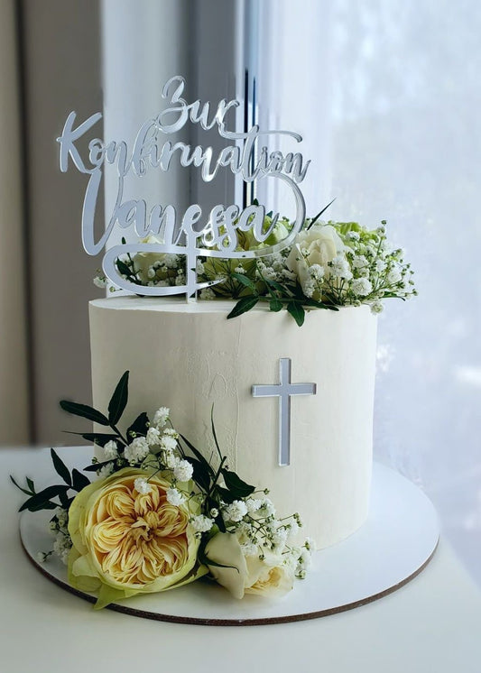 Konfirmation mit Kreuz I Kommunion I Cake Topper